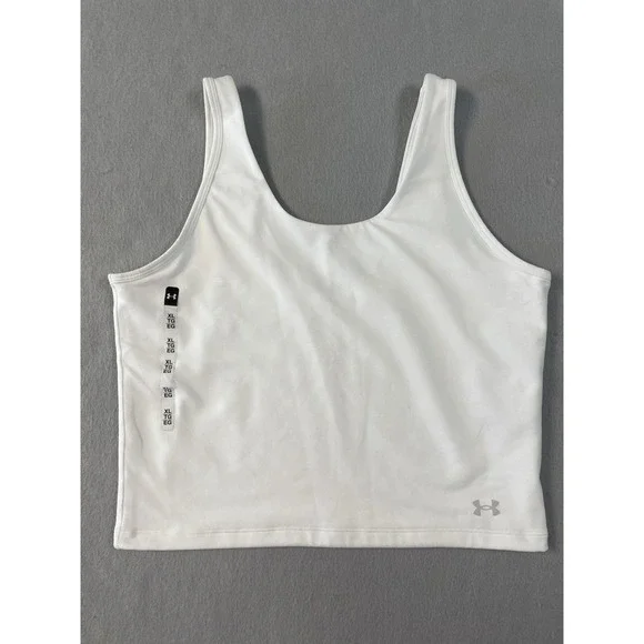 NWT Under Armour Fitted Motion Crop Tank Top White Womens‎ Athletic Sz XL