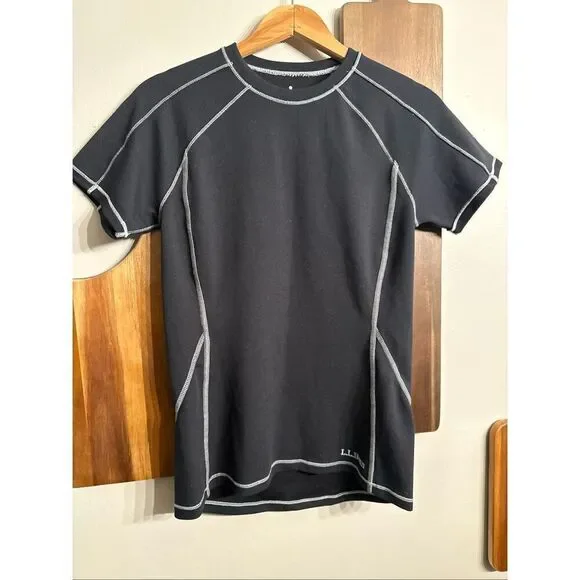 L.L. Bean Black Stretch Short Sleeve Round Neck Midweight Jersey T-Shirt Size XS