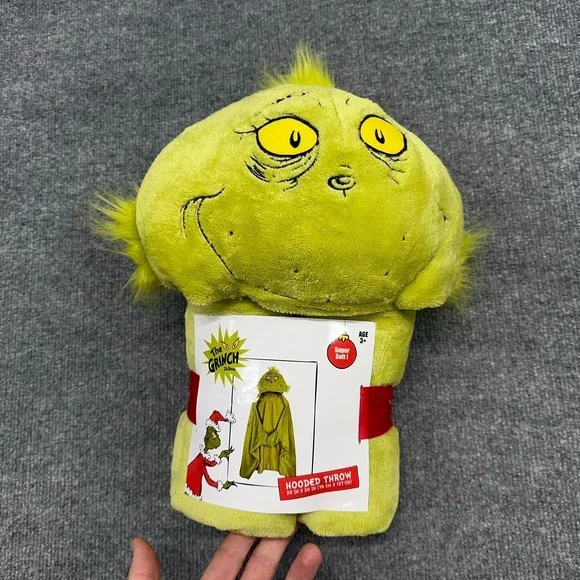 The Grinch Hooded Throw Blanket Dr Seuss 30x50 Hand Pockets Super Soft Plush NEW