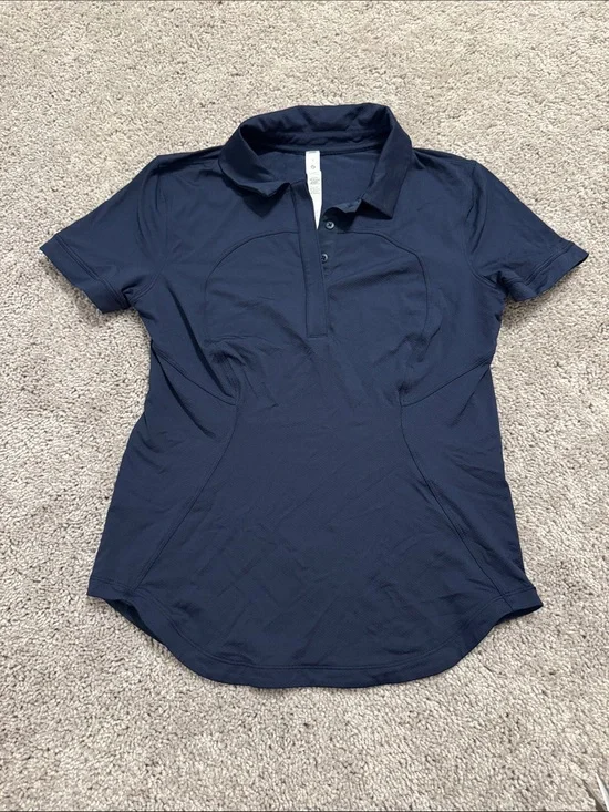 Lululemon Navy Short-Sleeve Polo Top