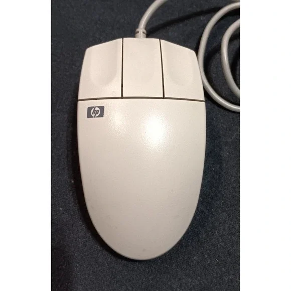 Vintage HP Hewlett Packard 3-Button PS/2 Wired Ball Mouse Beige M-S35