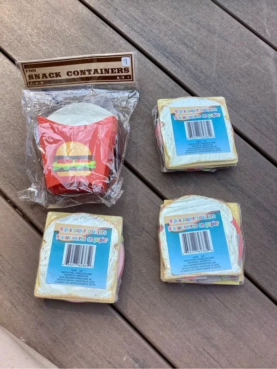 Square Burger Paper Coasters and Snack Container