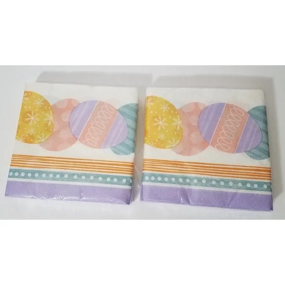 (2) Easter Eggs Around  30ct Lunch Paper Napkin Set Eggs Spring Party‎ NEW