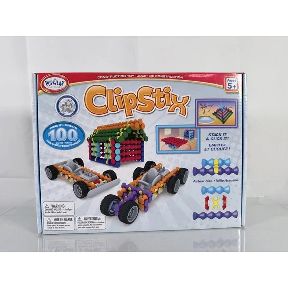 POPULAR PLAYTHINGS Clipstix Construction Toy 100 Pieces Build a car or house etc