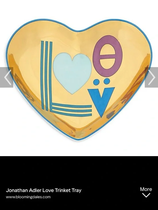 Jonathan Adler LOVE Gold Heart Trinket Tray with Blue, Purple and Aqua Accents