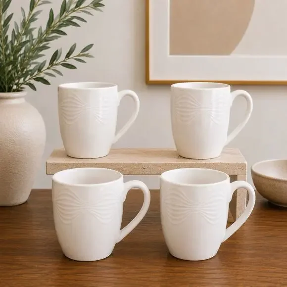 4 x Jonathan Adler Happy Home Lantern Mugs Coastal Contemporary Modern Japandi