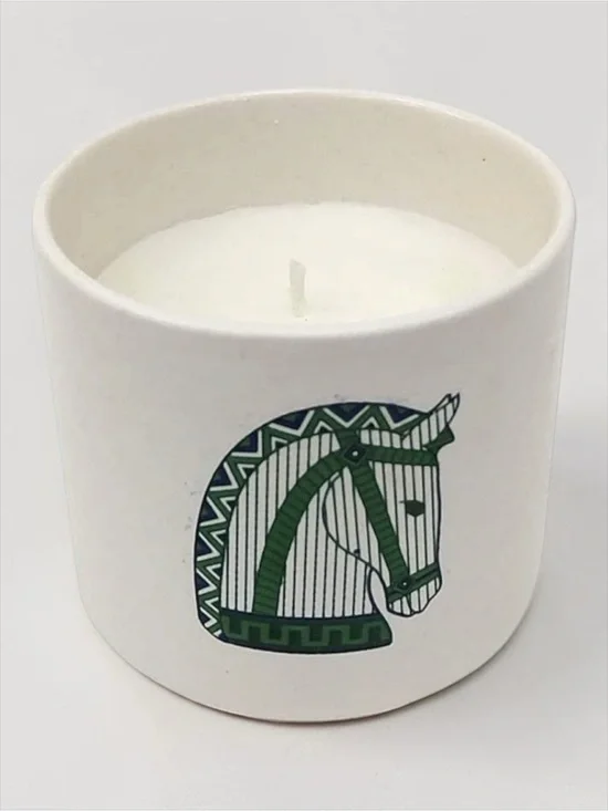 Jonathan Adler Greek Horse Ceramic Candle Champagne Scent NWT Home Decor