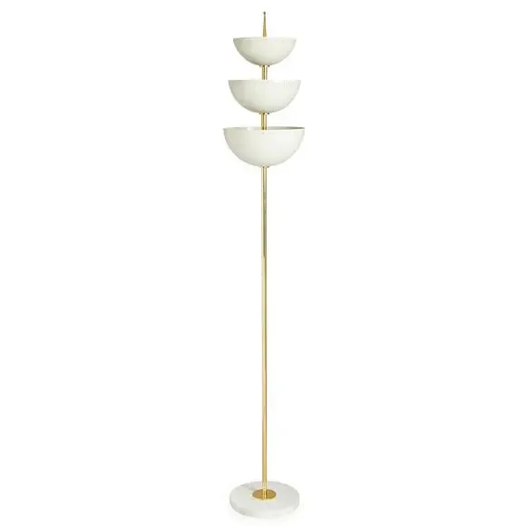 Jonathan Adler Floor Lamp 3 Light Fixture Lisbon Torchiere Marble Base & Brass