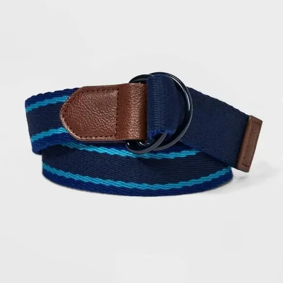 Kids' Reversible Striped Belt - Art Class™ Blue L