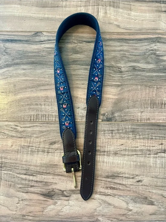 Vineyard Vines Navy Blue Kids Belt with Lacrosse Pattern