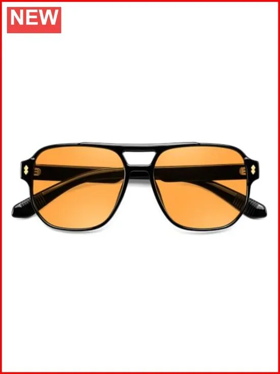 Vintage Square Aviator Sunglasses, UV400 Polarized Lens, Retro 70s Shades