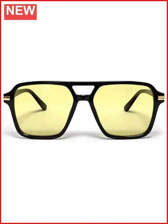 Oversized Square Aviator Sunglasses Flat Top Shades Night Vision