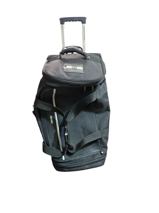 Vintage 1990s Black Polo Sport Ralph Lauren Large Rolling Duffle Bag 30”x17”x15”