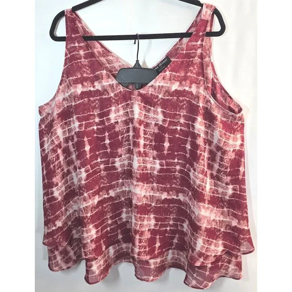 Lane Bryant Shirt Plus Size 18 Burgundy Tie Dye‎ Tank Top Blouse Sleeveless Cami