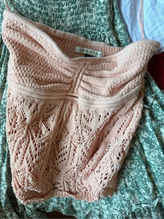 American Eagle Outfitters Blush Peach Knit Lace Tube Top