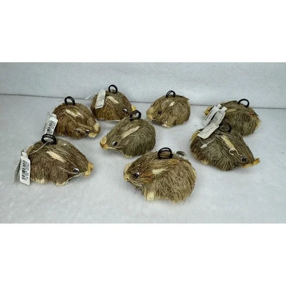 8 Pottery Barn Natural Straw Bunny Rabbit Place Card Holders Spring New w/ Tags