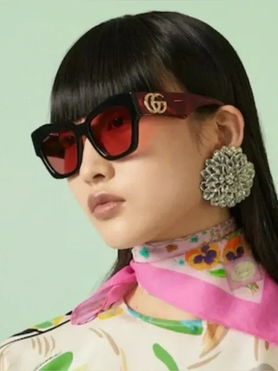 NEW Gucci GG1422S 005 Black Havana Rust Square Women Sunglasses GG 1422S