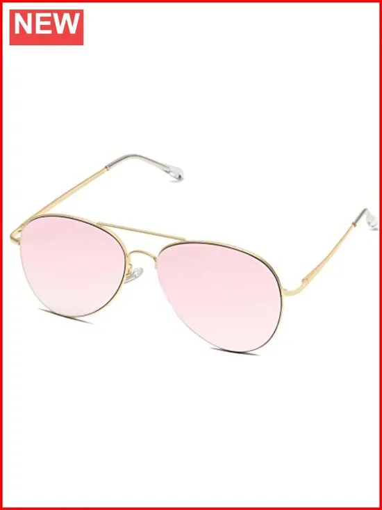 Classic Aviator Sunglasses for Women Men Metal Frame Spring Hinges