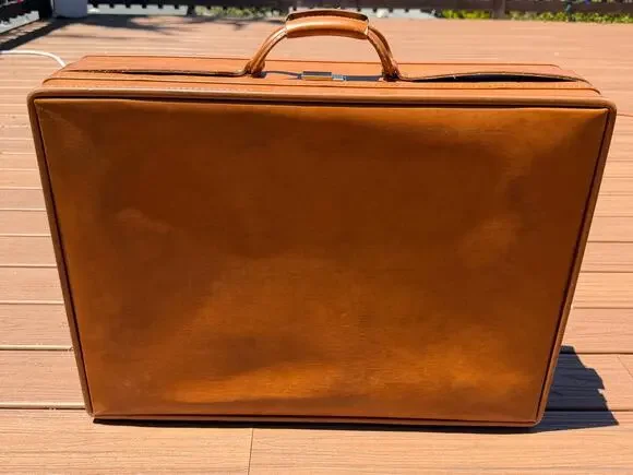 Vintage Large Hartmann Full Leather Suitcase w/ Belting Tan Luggage Travel Case