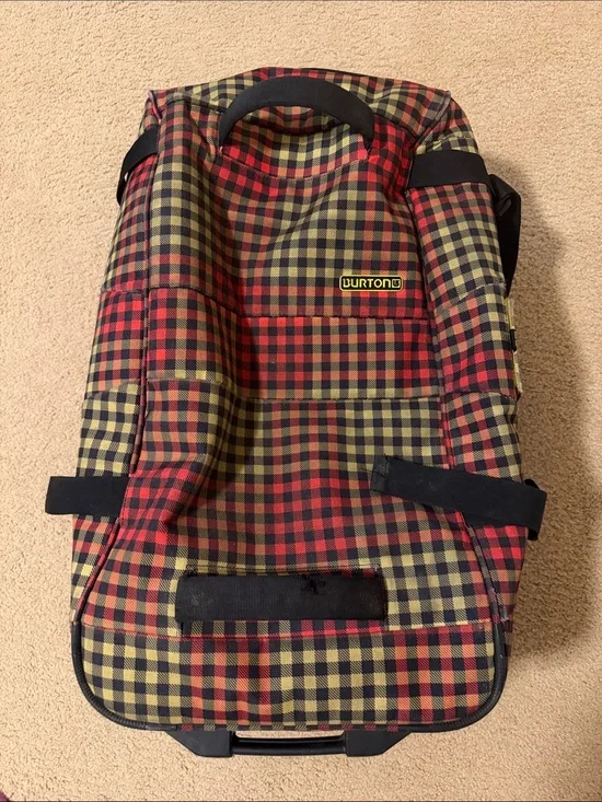 Retro Burton Red, Yellow, Black Plaid Travel Duffel