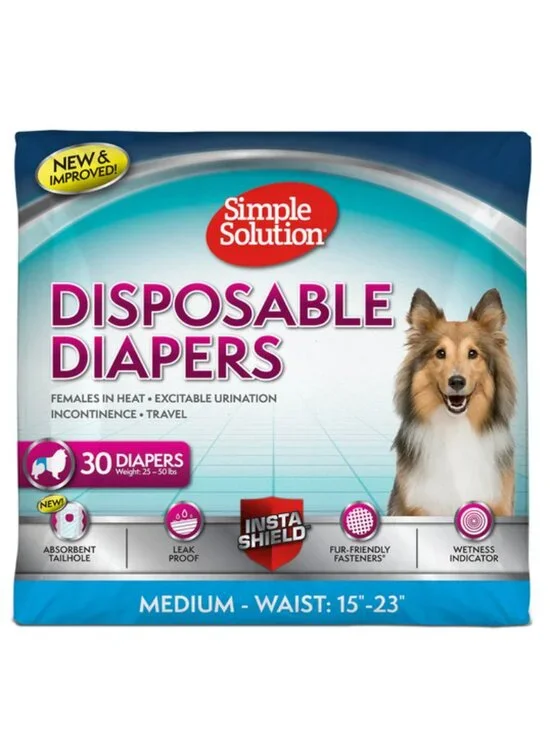 NEW~ Simple Solution Disposable Female Dog Diapers, Med. 15