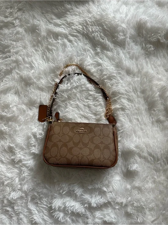 Coach Mini Shoulder Bag in Brown Monogram with Gold Hardware