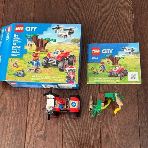 LEGO City Red ATV Rescue Set with Tree and Parrot 60300