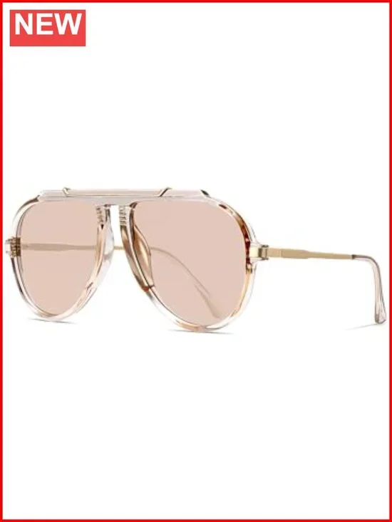 Oversized Aviator Sunglasses Retro 70s Sunnies Gold Big UV400 Protection