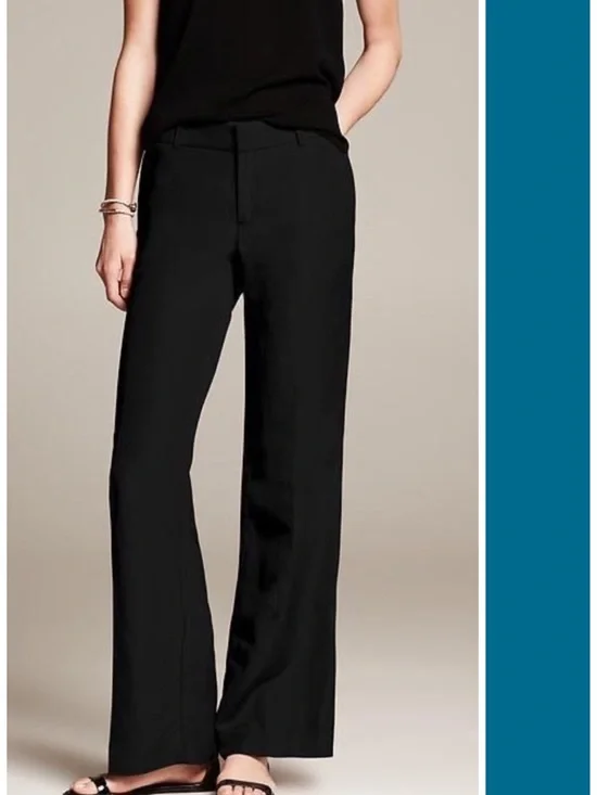 Banana Republic Linen Blend Wide Leg Pant in Black Size 6 EUC Vintage