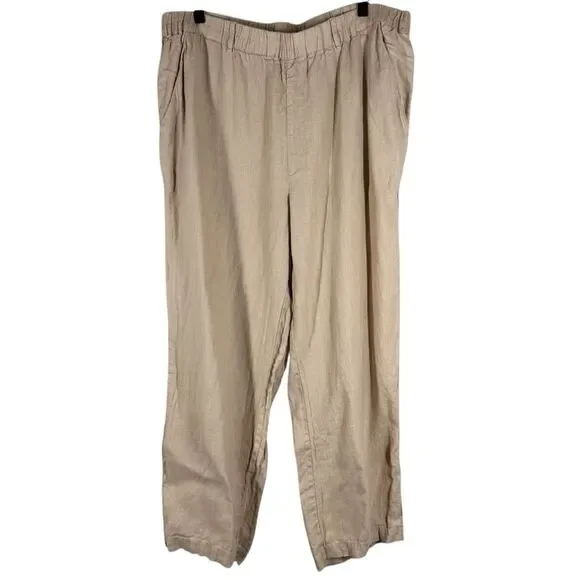 Quince 100% European Linen Pull On Wide Leg Pants Flax Pockets Women’s XL