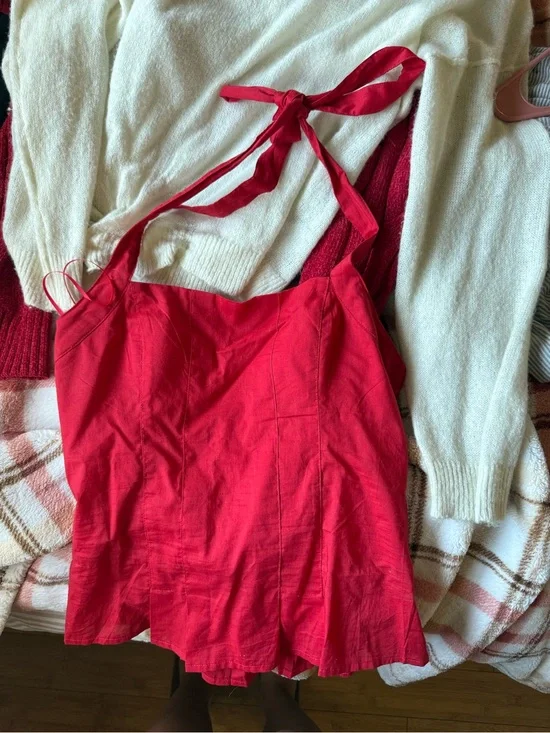 Hollister Red Halter Tie-Back Tank Top