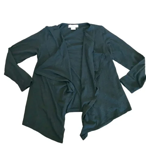 Michael Michael Kors Women's Black Lightweight Waterfall‎ Cardigan Size Petite M
