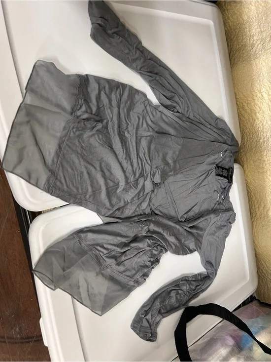 Design History Silver‑Gray Sheer Cardigan