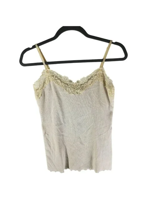 Banana Republic Womens Lace Trim Cami Top Ribbed Ivory M