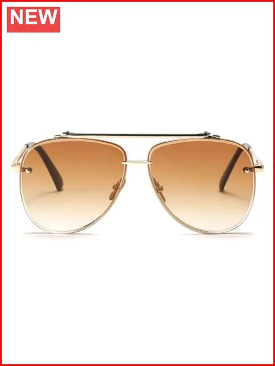 Oversized Aviator Sunglasses Metal Frame UV Protection Gradient Shades