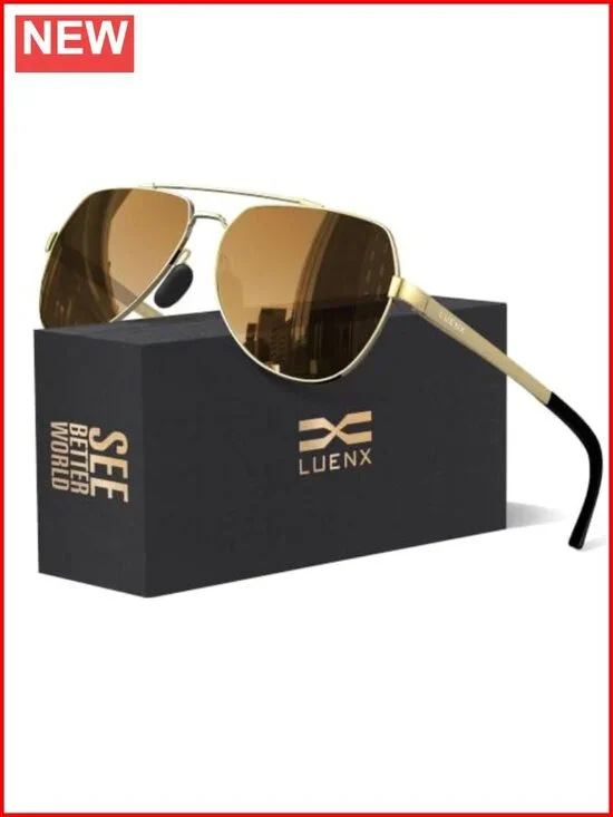 Polarized Aviator Sunglasses with Spring Hinge Metal Frame UV400 Protection