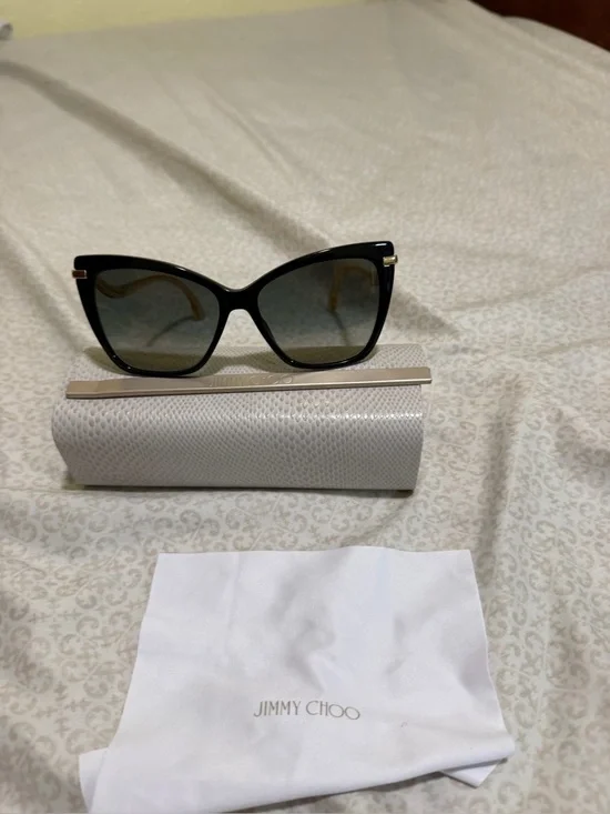 Jimmy Choo Black Cat-Eye Sunglasses with Gradient Lenses