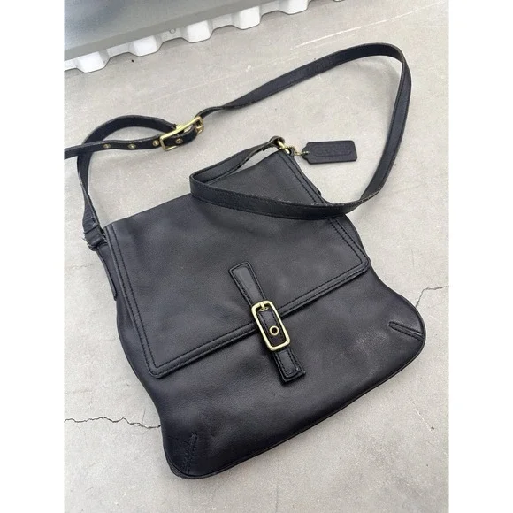 Vintage Coach Legacy, Slim Black Leather Shoulder‎ Bag, Crossbody Purse
