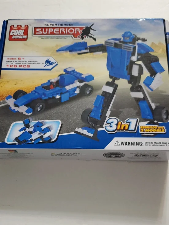 3-in-1 Blue and White Kids Building Set - Cool Builders