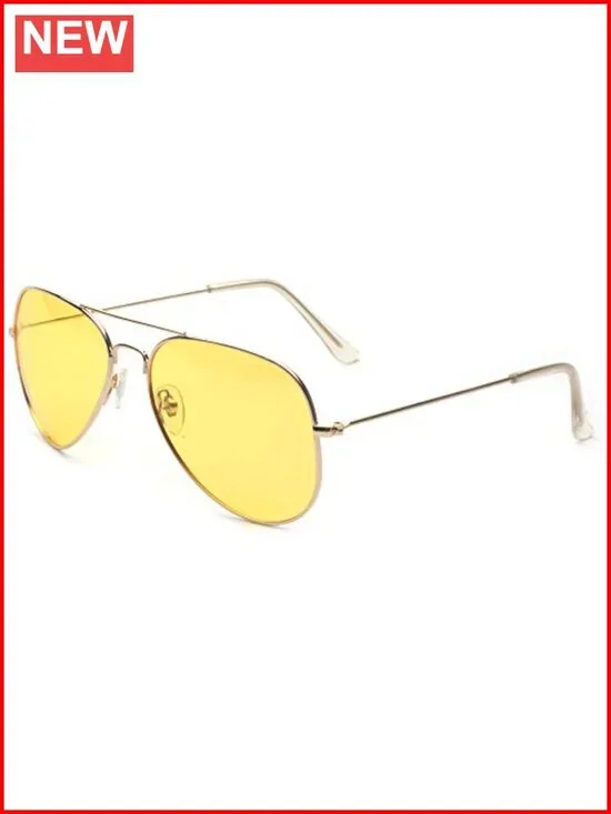 Night Vision Polarized Metal Frame Aviator Sunglasses for Driving