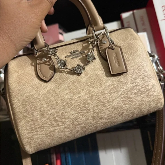 COACH Mini Rowan Crossbody In Sand/Taupe/Silver