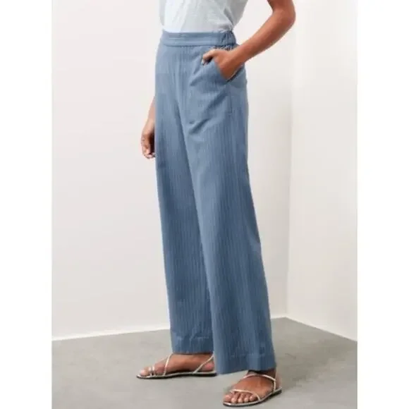 Banana Republic Women’s XL Pants 38 x 30 Wide Leg Trouser Pull On Pinstripe