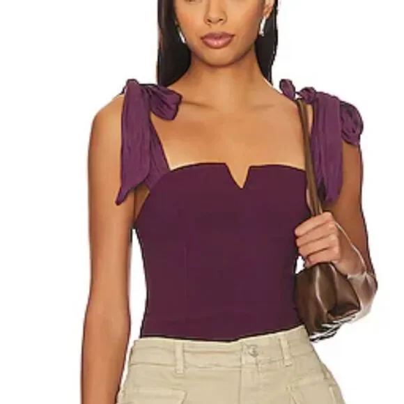 Free People x Intimately FP Lola Bodysuit In Precious Wine NWT S