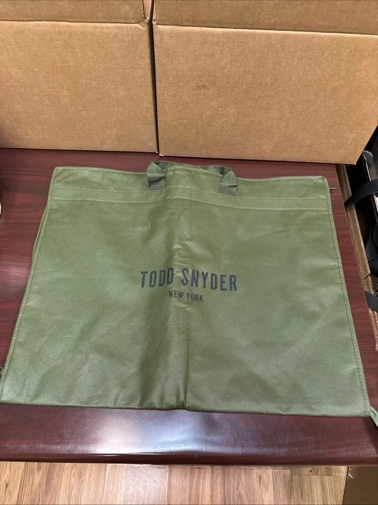 Todd Snyder Suit Garment Bag Empty Shoe Pockets Storage Logo Lightweight Fabric