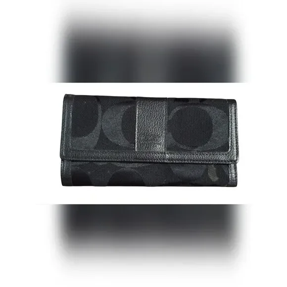 Vintage Black Coach Canvas/leather Wallet