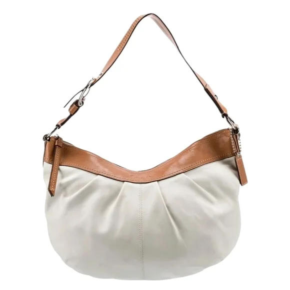 Coach Tan and White Large Leather Y2K Soho Hobo Bag