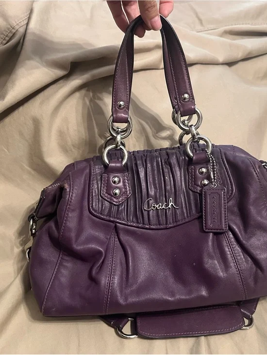 Coach Plum leather Coach Ashley Leather Satchel Handbag