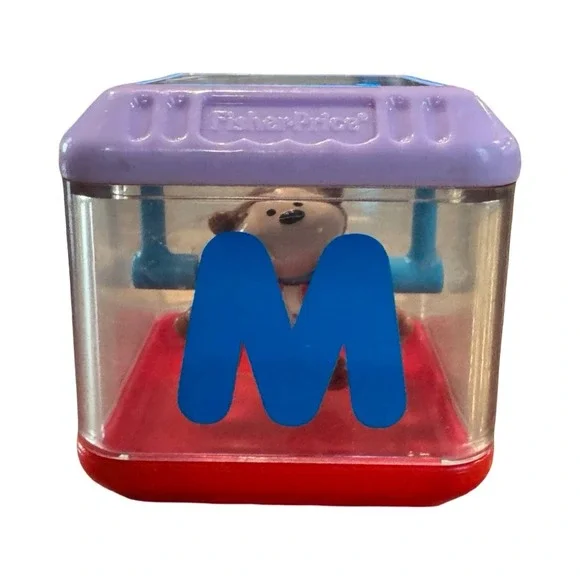 Fisher-Price‎ Peek-a-Blocks Alphabet Letter M Monkey Swinging Sensory Toy Block