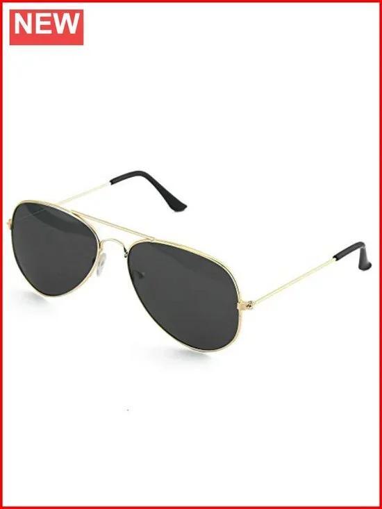 Aviator Sunglasses with UV 400 Protection - Military Style Metal Frame