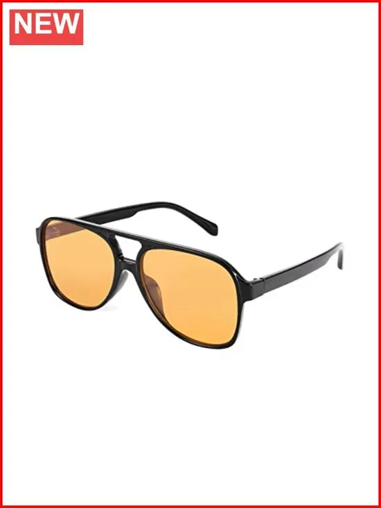 Vintage Retro Aviator Sunglasses Large Square Frame Lightweight UV400 Protection